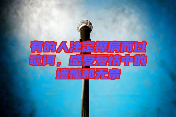 有的人注定擦肩而過(guò)歌詞，感受愛(ài)情中的遺憾和無(wú)奈
