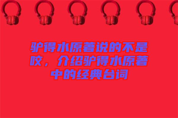 驢得水原著說的不是咬，介紹驢得水原著中的經(jīng)典臺詞