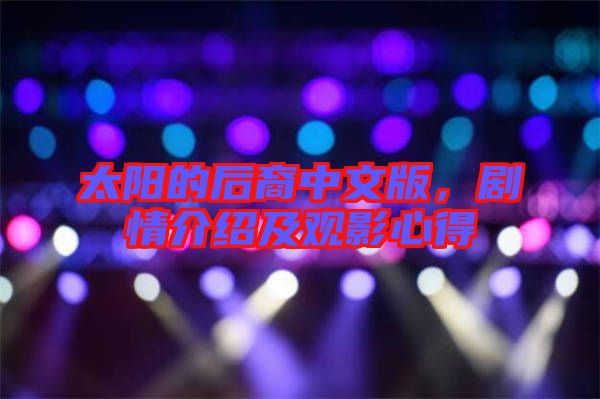 太陽的后裔中文版，劇情介紹及觀影心得