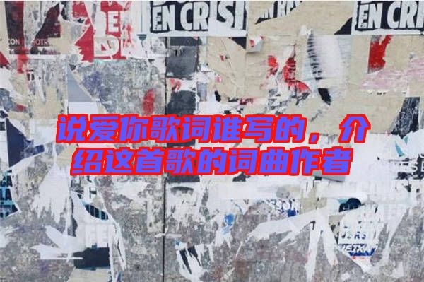說(shuō)愛你歌詞誰(shuí)寫的，介紹這首歌的詞曲作者