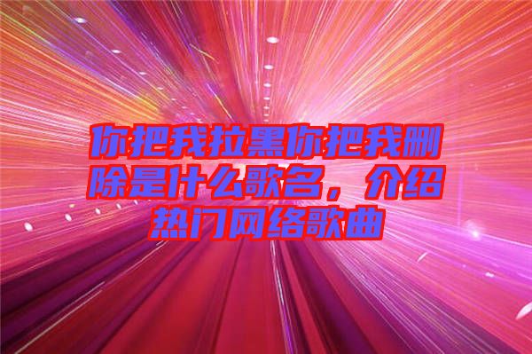 你把我拉黑你把我刪除是什么歌名，介紹熱門網(wǎng)絡歌曲