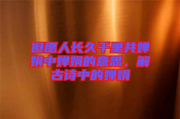 但愿人長(zhǎng)久千里共嬋娟中嬋娟的意思，解古詩(shī)中的嬋娟