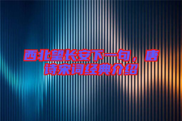 西北望長(zhǎng)安下一句，唐詩(shī)宋詞經(jīng)典介紹