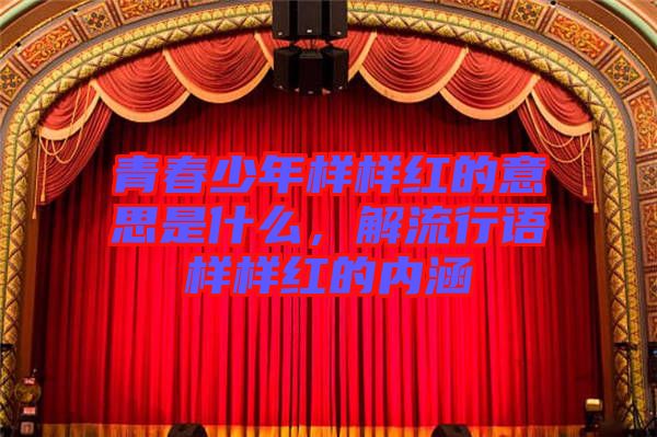 青春少年樣樣紅的意思是什么，解流行語(yǔ)樣樣紅的內(nèi)涵