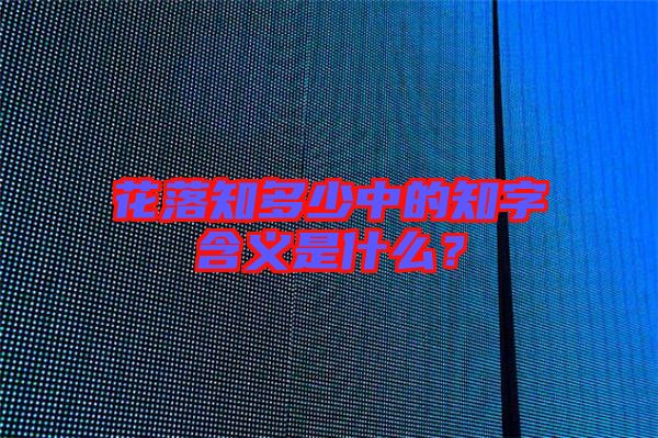 花落知多少中的知字含義是什么？