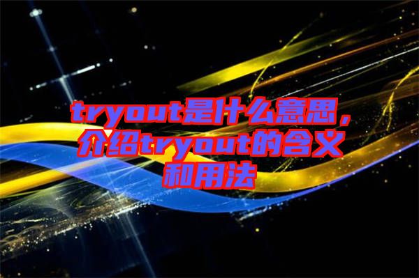 tryout是什么意思，介紹tryout的含義和用法