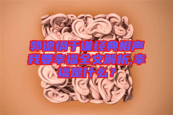 郭德綱于謙經(jīng)典相聲我要幸福全文解析,幸福是什么？