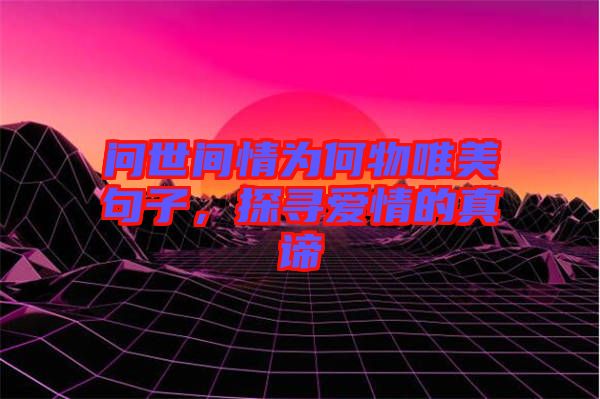 問世間情為何物唯美句子，探尋愛情的真諦
