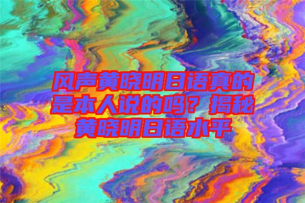 風(fēng)聲黃曉明日語真的是本人說的嗎？揭秘黃曉明日語水平