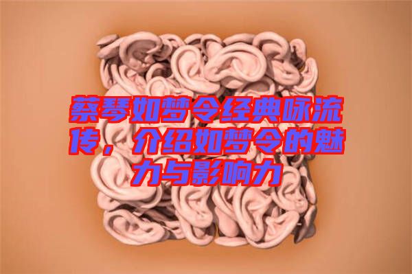 蔡琴如夢令經(jīng)典詠流傳，介紹如夢令的魅力與影響力