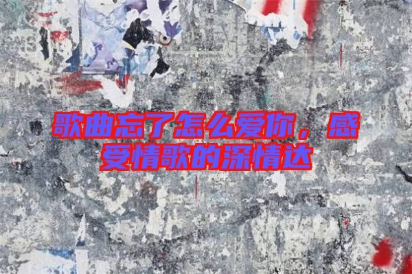 歌曲忘了怎么愛你，感受情歌的深情達(dá)