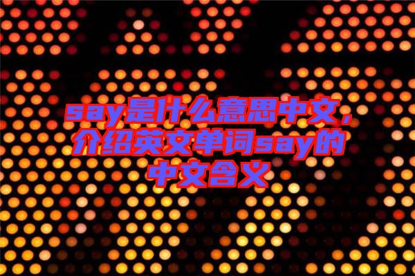 say是什么意思中文，介紹英文單詞say的中文含義