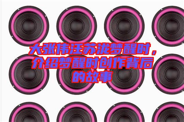 大張偉汪蘇瀧夢醒時(shí)，介紹夢醒時(shí)創(chuàng)作背后的故事