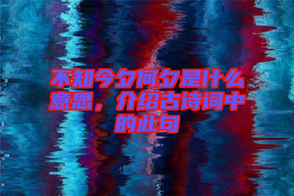 不知今夕何夕是什么意思，介紹古詩詞中的此句