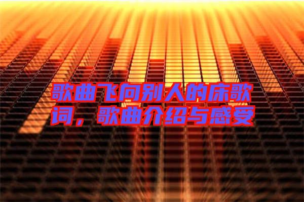 歌曲飛向別人的床歌詞，歌曲介紹與感受