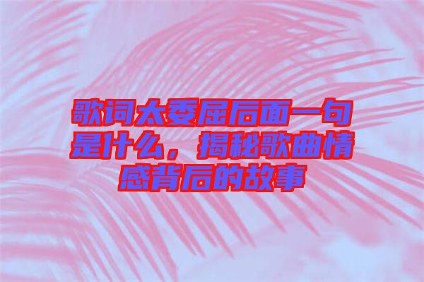 歌詞太委屈后面一句是什么，揭秘歌曲情感背后的故事