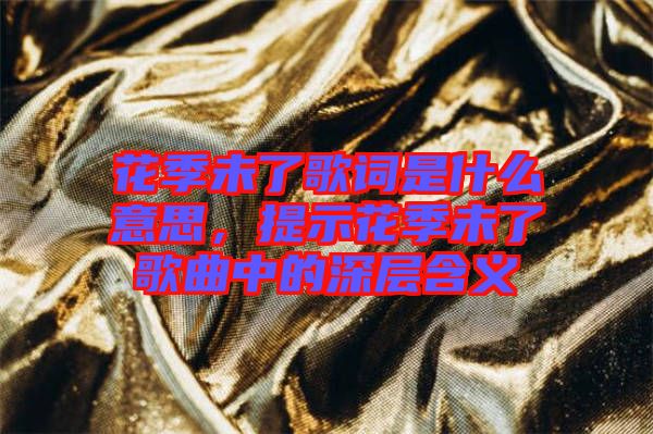 花季未了歌詞是什么意思，提示花季未了歌曲中的深層含義