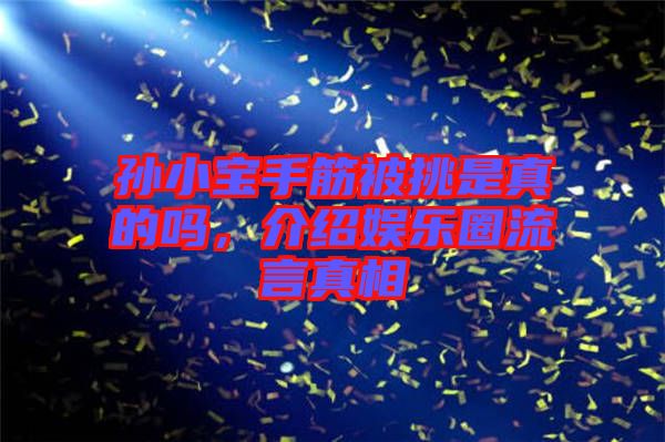 孫小寶手筋被挑是真的嗎，介紹娛樂圈流言真相