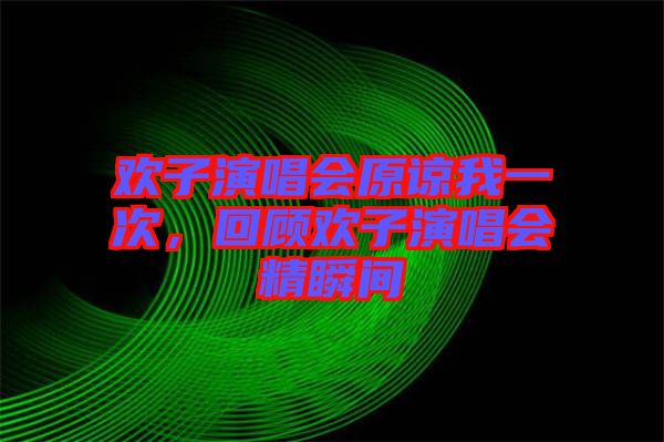 歡子演唱會(huì)原諒我一次，回顧歡子演唱會(huì)精瞬間