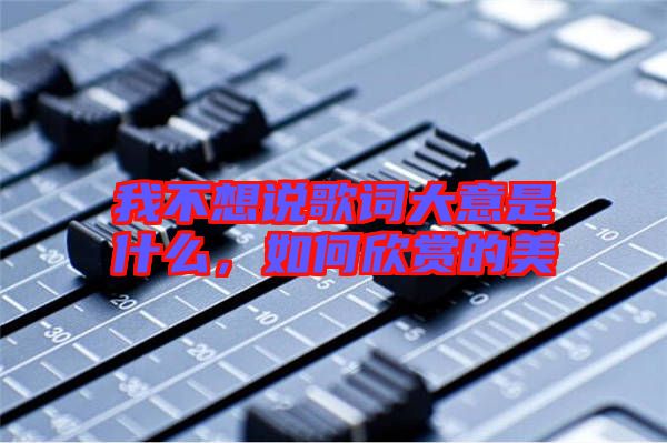 我不想說歌詞大意是什么，如何欣賞的美