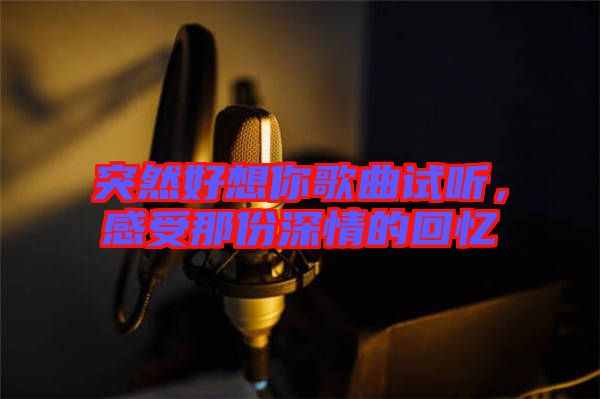 突然好想你歌曲試聽，感受那份深情的回憶