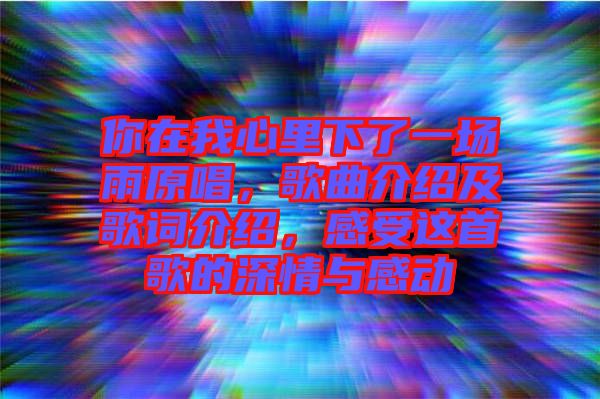 你在我心里下了一場(chǎng)雨原唱，歌曲介紹及歌詞介紹，感受這首歌的深情與感動(dòng)