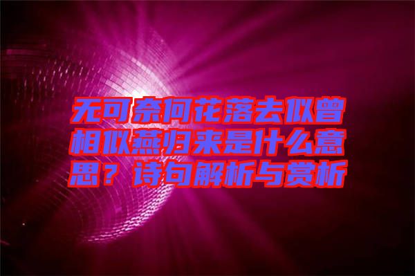 無可奈何花落去似曾相似燕歸來是什么意思？詩句解析與賞析