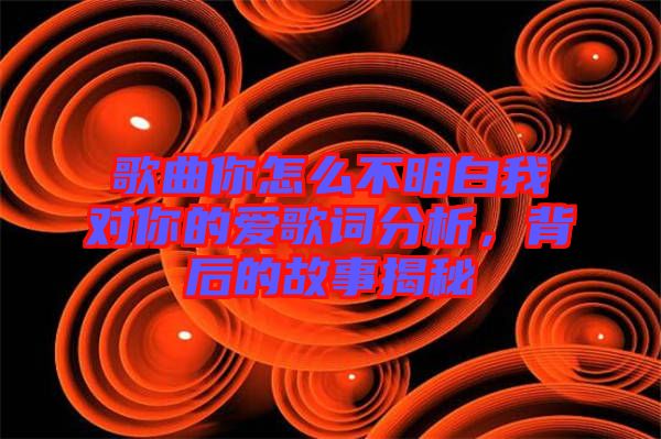 歌曲你怎么不明白我對(duì)你的愛(ài)歌詞分析，背后的故事揭秘