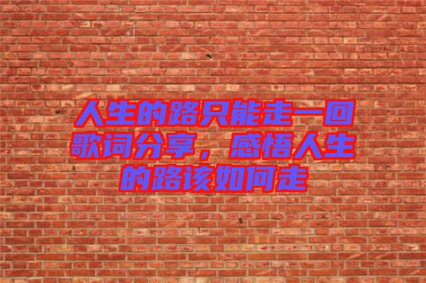 人生的路只能走一回歌詞分享，感悟人生的路該如何走