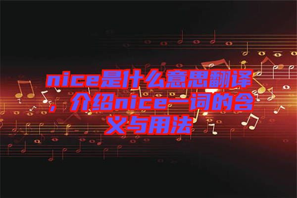 nice是什么意思翻譯，介紹nice一詞的含義與用法