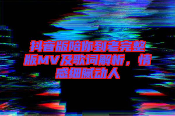 抖音版陪你到老完整版MV及歌詞解析，情感細(xì)膩動(dòng)人