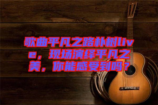 歌曲平凡之路樸樹live，現(xiàn)場(chǎng)演繹平凡之美，你能感受到嗎？