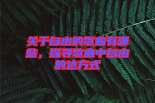 關于自由的歌曲有哪些，探尋歌曲中自由的達方式