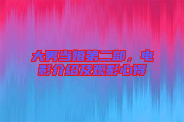 大男當(dāng)婚第二部，電影介紹及觀影心得