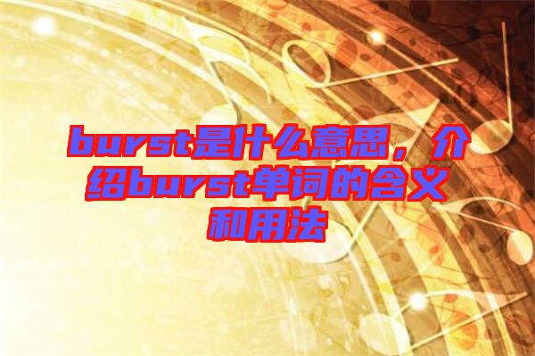 burst是什么意思，介紹burst單詞的含義和用法