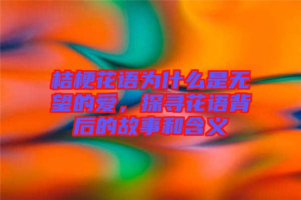 桔梗花語為什么是無望的愛，探尋花語背后的故事和含義