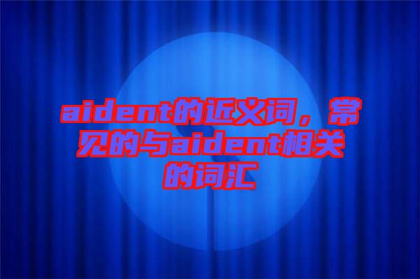 aident的近義詞，常見(jiàn)的與aident相關(guān)的詞匯