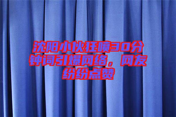 沈陽小伙狂噴30分鐘詞引爆網絡，網友紛紛點贊