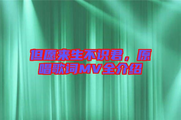 但愿來生不識君，原唱歌詞MV全介紹