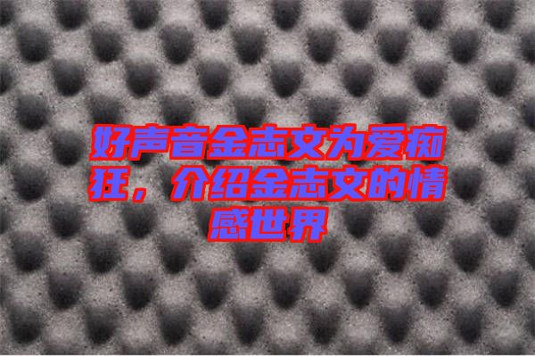 好聲音金志文為愛癡狂，介紹金志文的情感世界