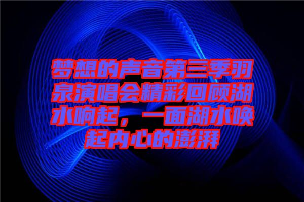 夢(mèng)想的聲音第三季羽泉演唱會(huì)精彩回顧湖水響起，一面湖水喚起內(nèi)心的澎湃