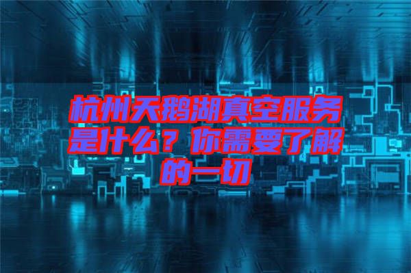 杭州天鵝湖真空服務(wù)是什么？你需要了解的一切