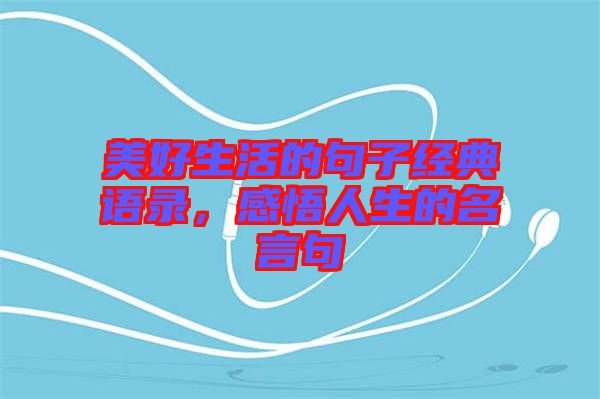 美好生活的句子經(jīng)典語(yǔ)錄，感悟人生的名言句