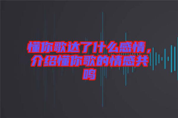 懂你歌達(dá)了什么感情，介紹懂你歌的情感共鳴