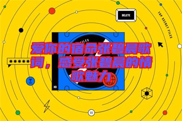 愛你的宿命張碧晨歌詞，感受張碧晨的情歌魅力