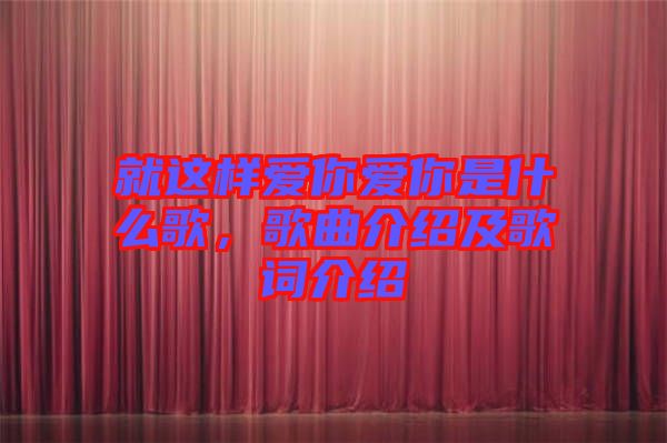 就這樣愛你愛你是什么歌，歌曲介紹及歌詞介紹