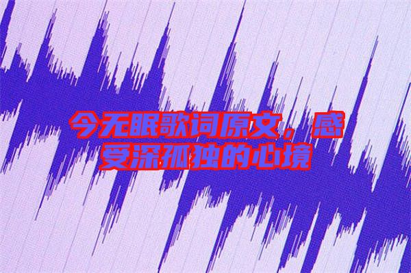 今無(wú)眠歌詞原文，感受深孤獨(dú)的心境