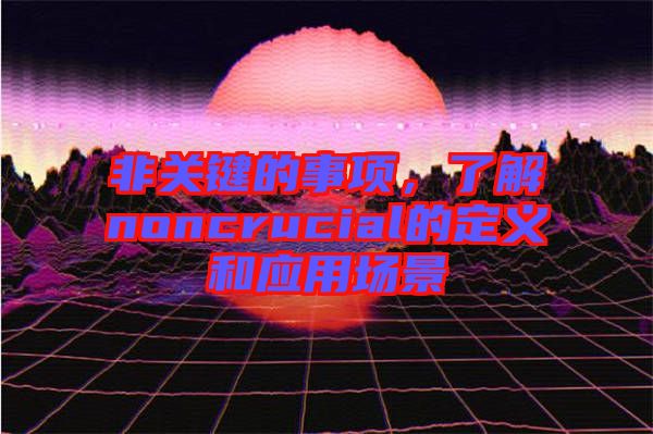 非關(guān)鍵的事項，了解noncrucial的定義和應(yīng)用場景