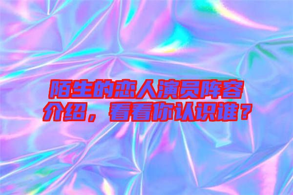 陌生的戀人演員陣容介紹，看看你認(rèn)識(shí)誰(shuí)？
