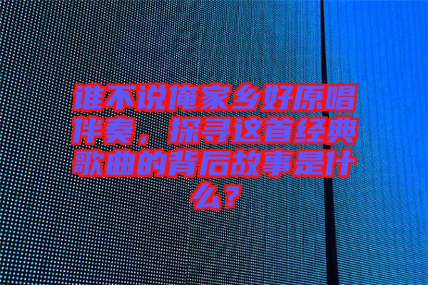 誰不說俺家鄉(xiāng)好原唱伴奏，探尋這首經典歌曲的背后故事是什么？